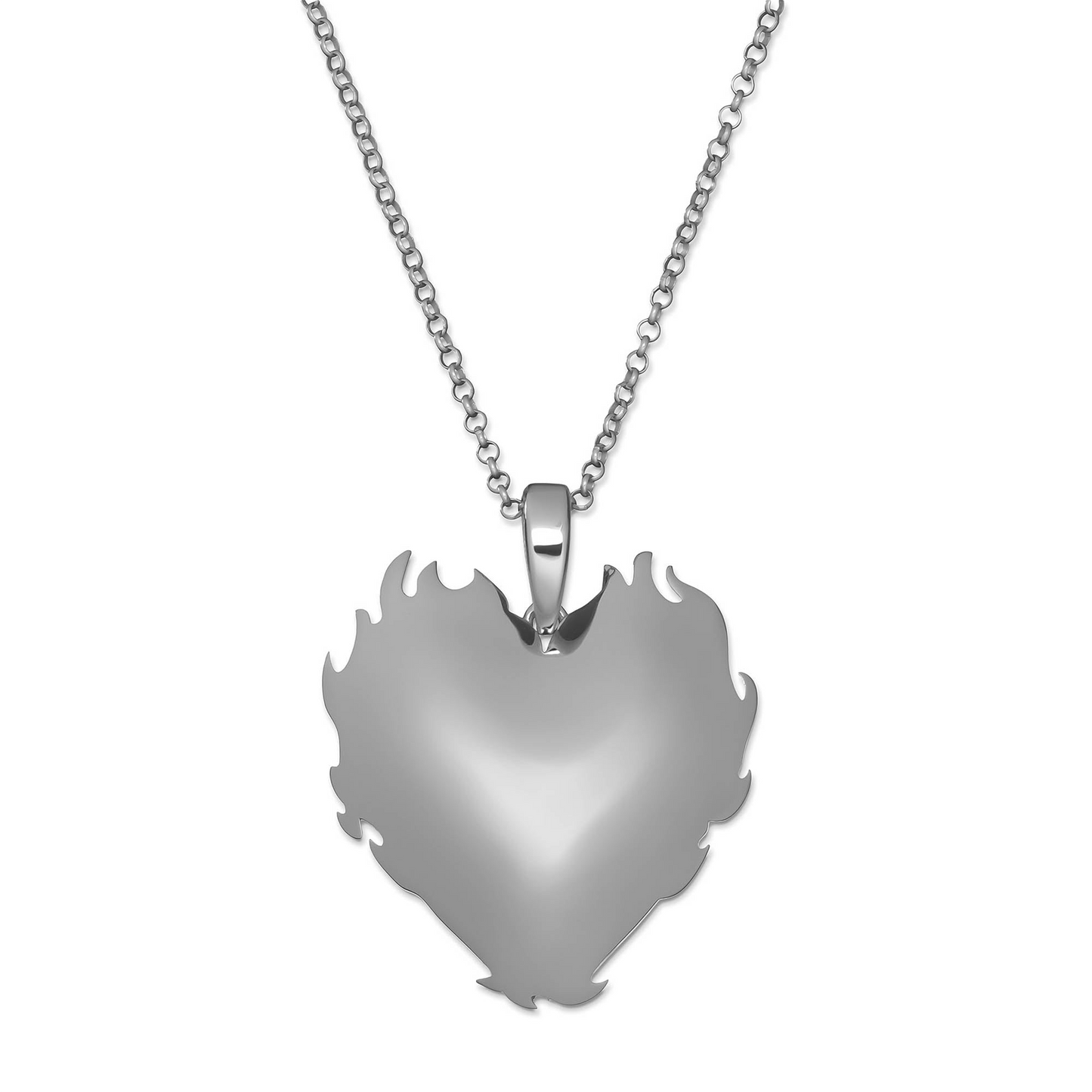 THE FLAME HEART PENDANT CHAIN / WHITE GOLD