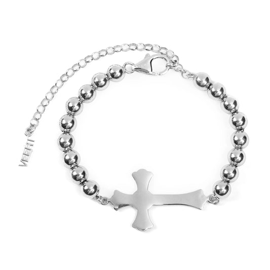 THE PLAIN CROSS BRACELET / WHITE GOLD