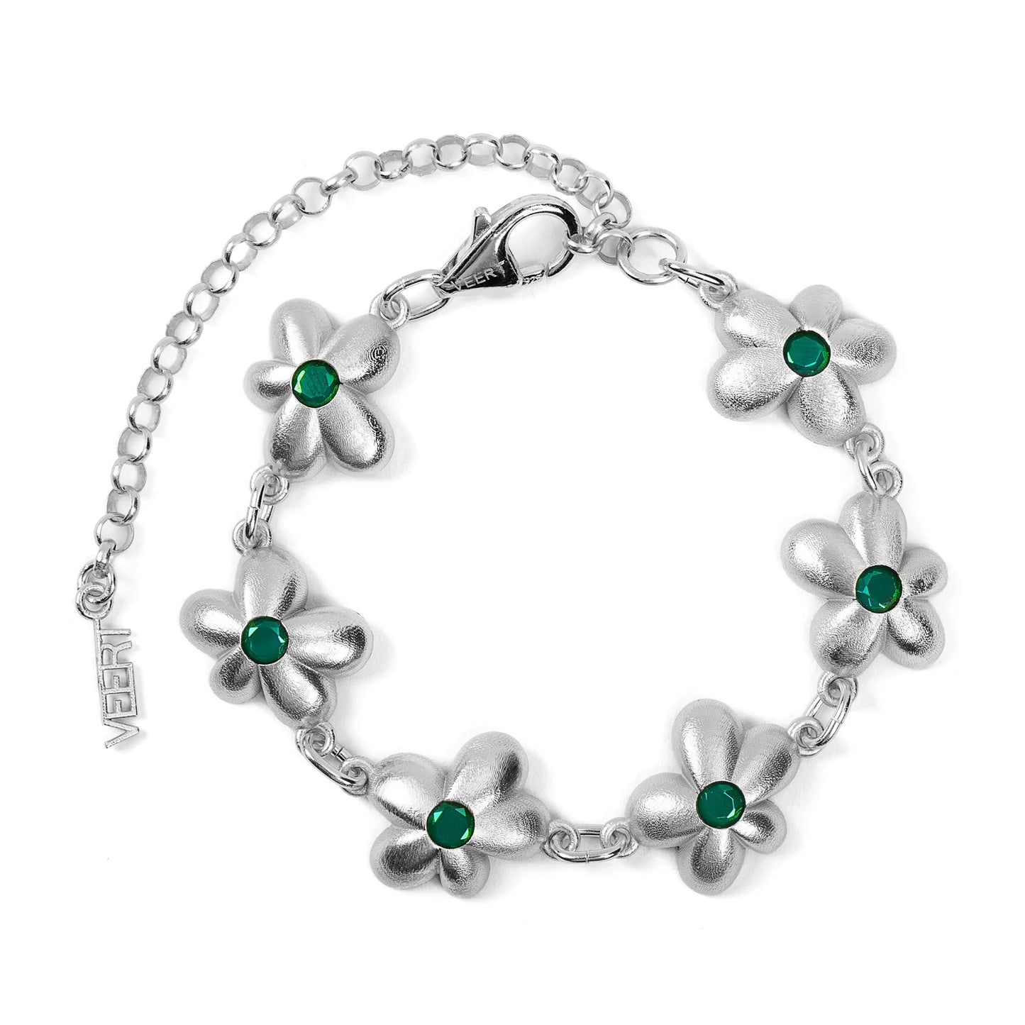 THE GREEN FLOWER BRACELET / WHITE GOLD