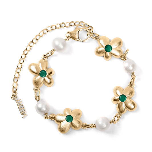 THE GREEN PEARL FLOWER BRACELET / YELLOW GOLD