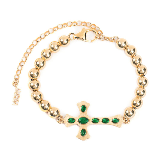 THE GREEN CROSS BRACELET / YELLOW GOLD