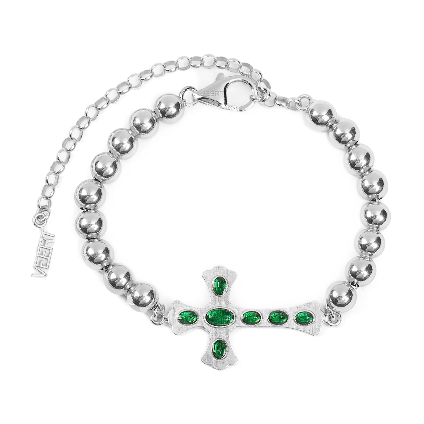 THE GREEN CROSS BRACELET / WHITE GOLD