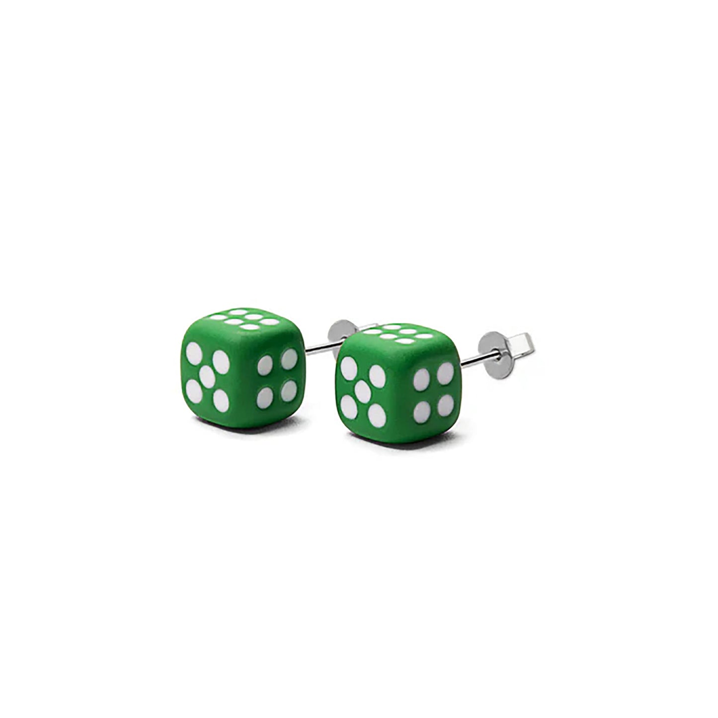 GREEN THE ENAMEL DICE EARRING PAIR / YELLOW GOLD