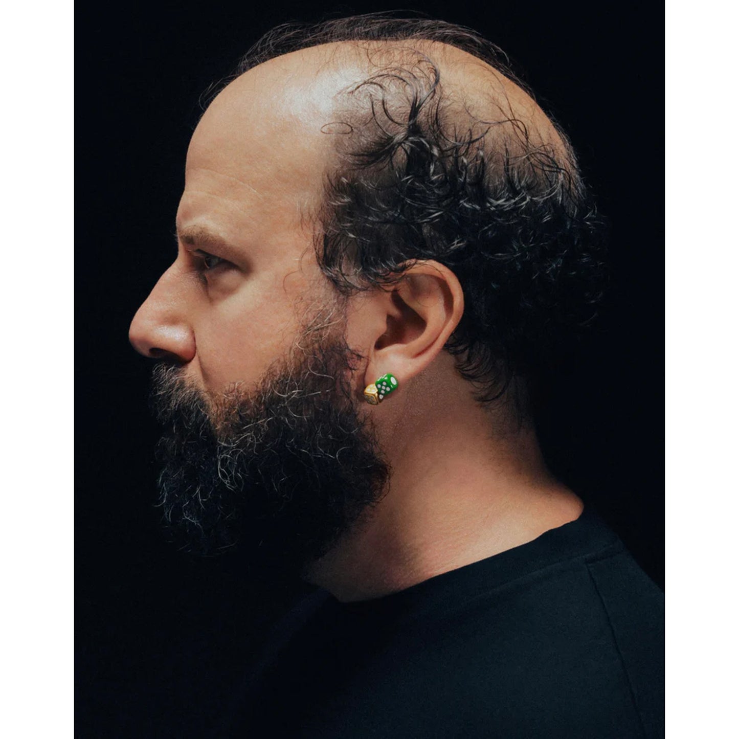 GREEN THE ENAMEL DICE EARRING PAIR / YELLOW GOLD