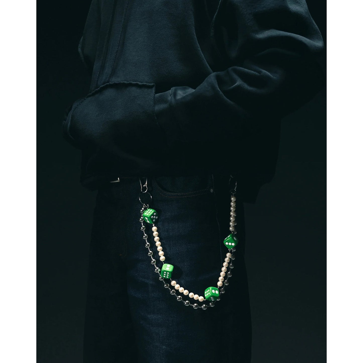 THE BALL PEARL 4 DICE WALLET CHAIN / SILVER