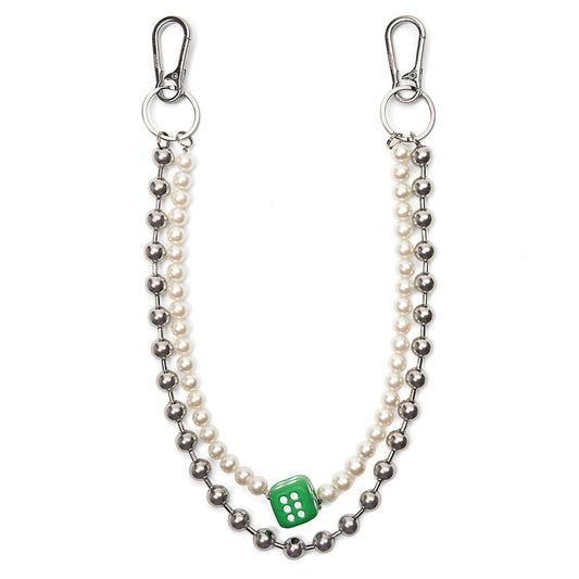 THE BALL PEARL DICE WALLET CHAIN / SILVER