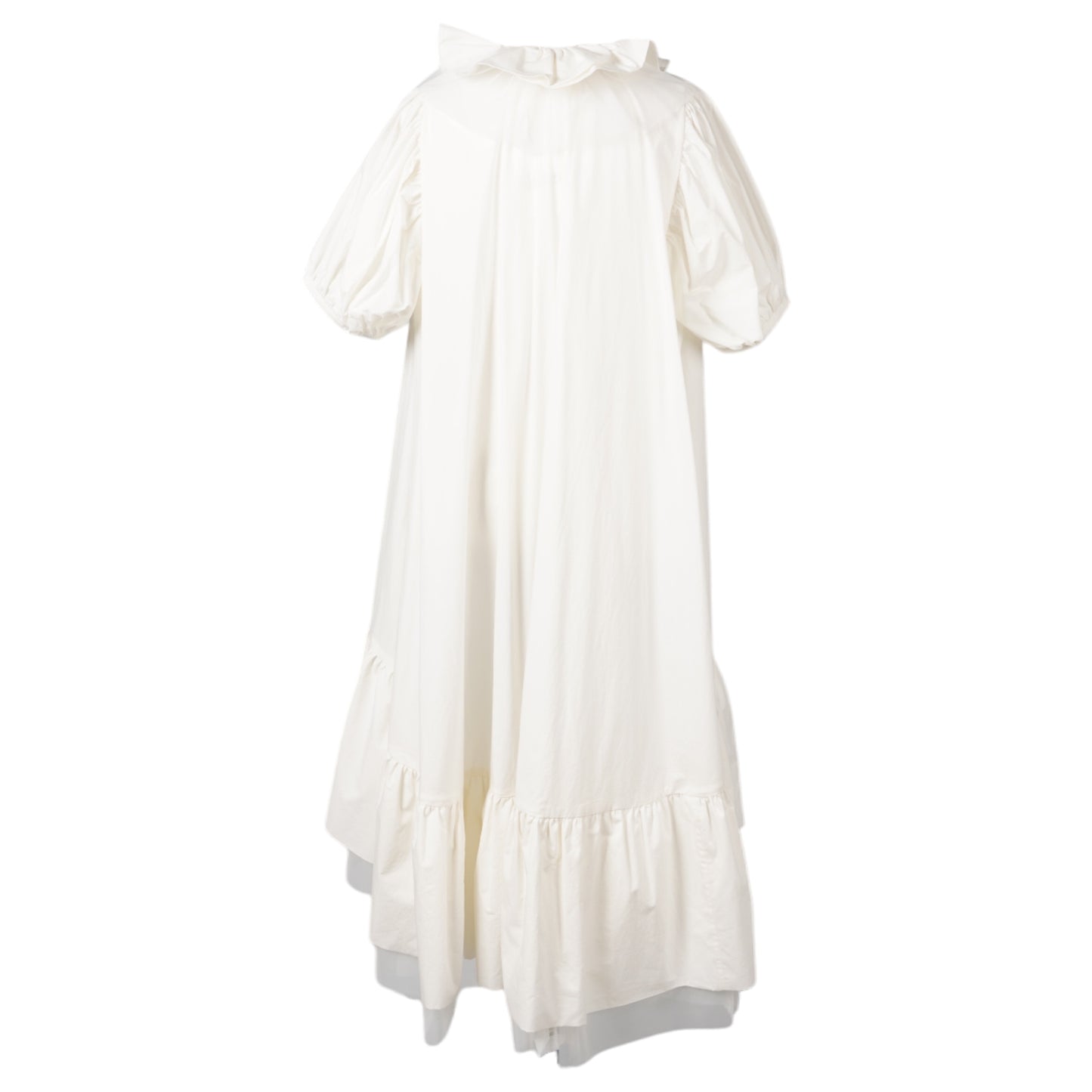 TULLE LAYERED PUFF SLEEVE DRESS / WHITE