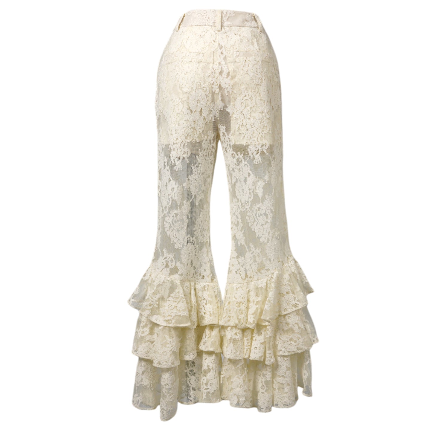 RUFFLE LACE TROUSERS / OFF WHITE