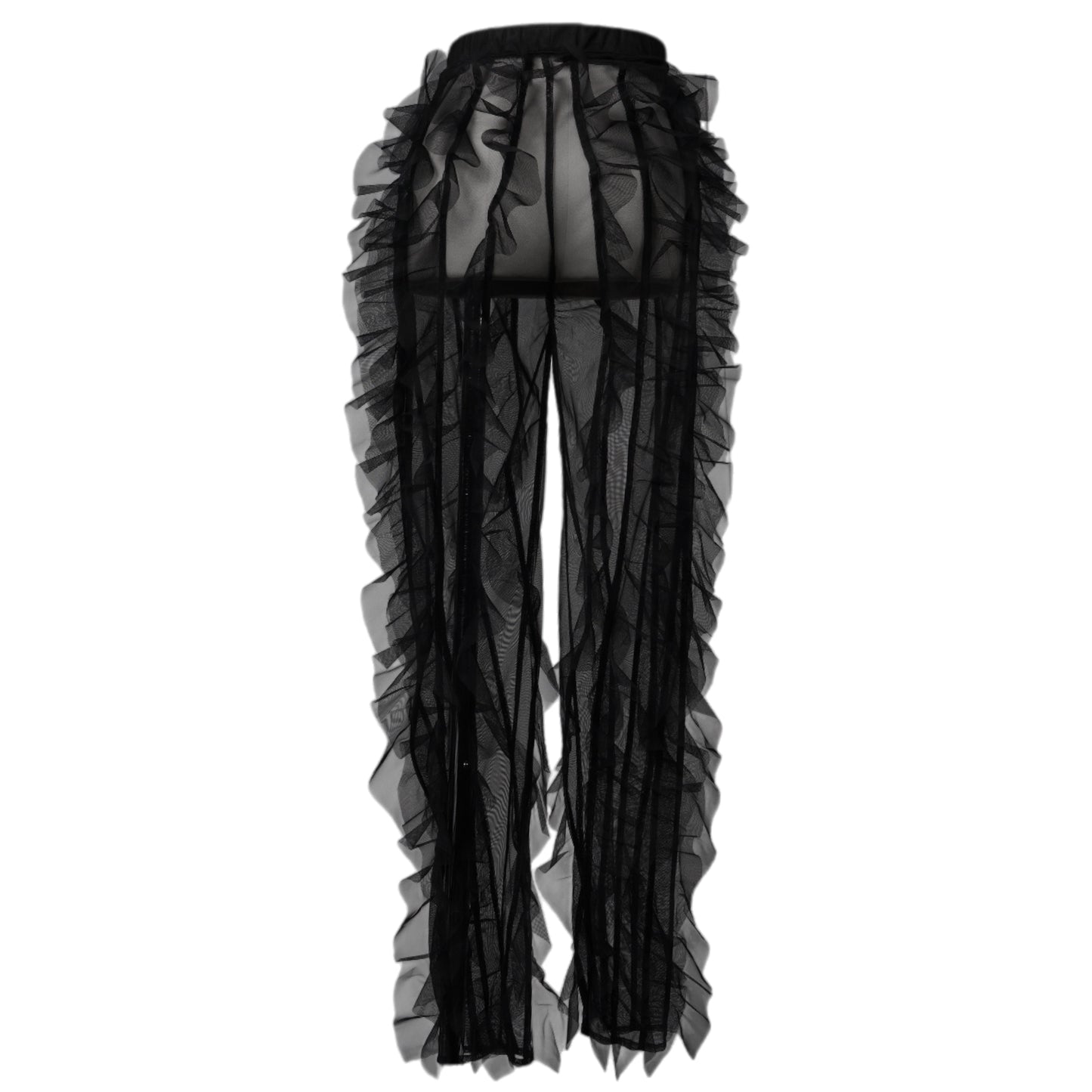 RUFFLE TULLE LEGGINS / BLACK