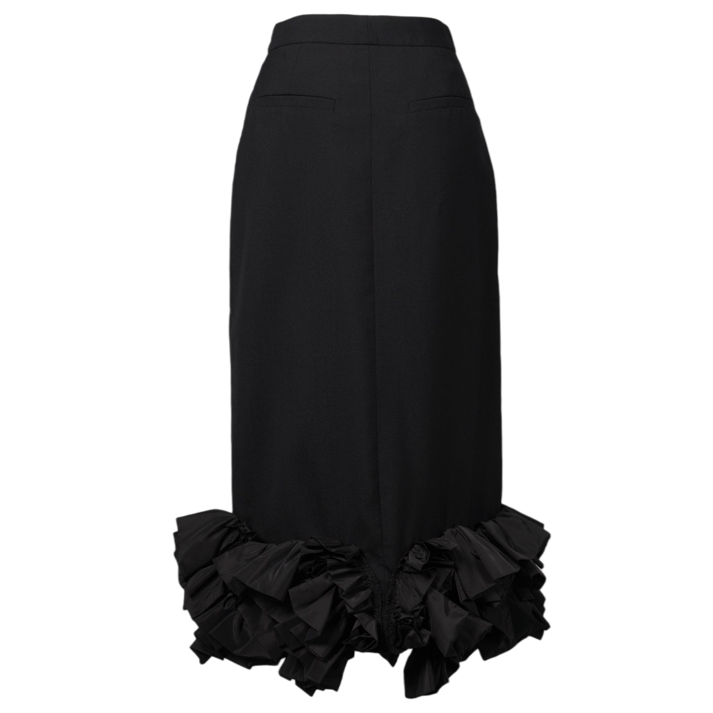 FLOWER HEM MIDI SKIRT / BLACK