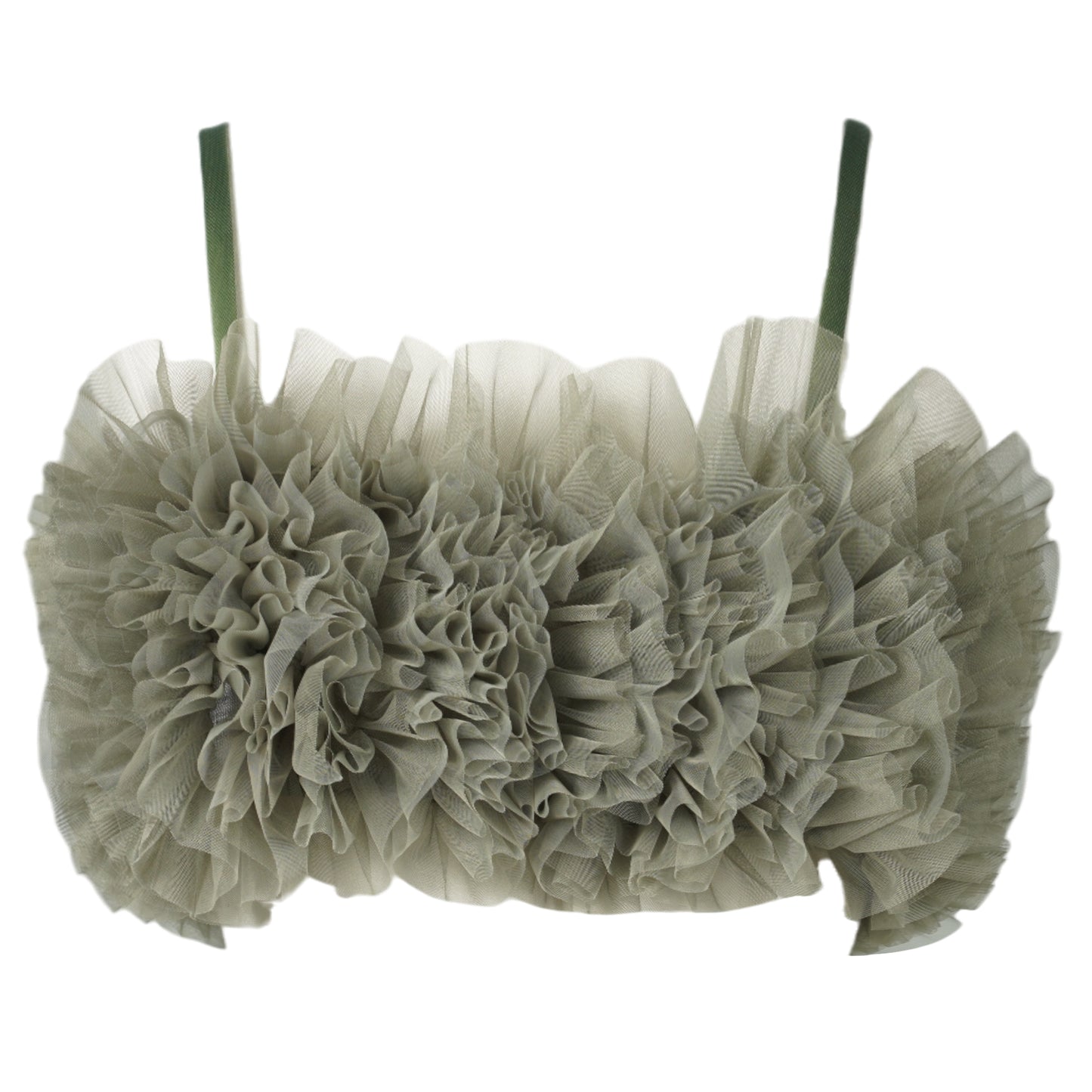 TULLE RUFFLE BUSTIER / OLIVE GREEN