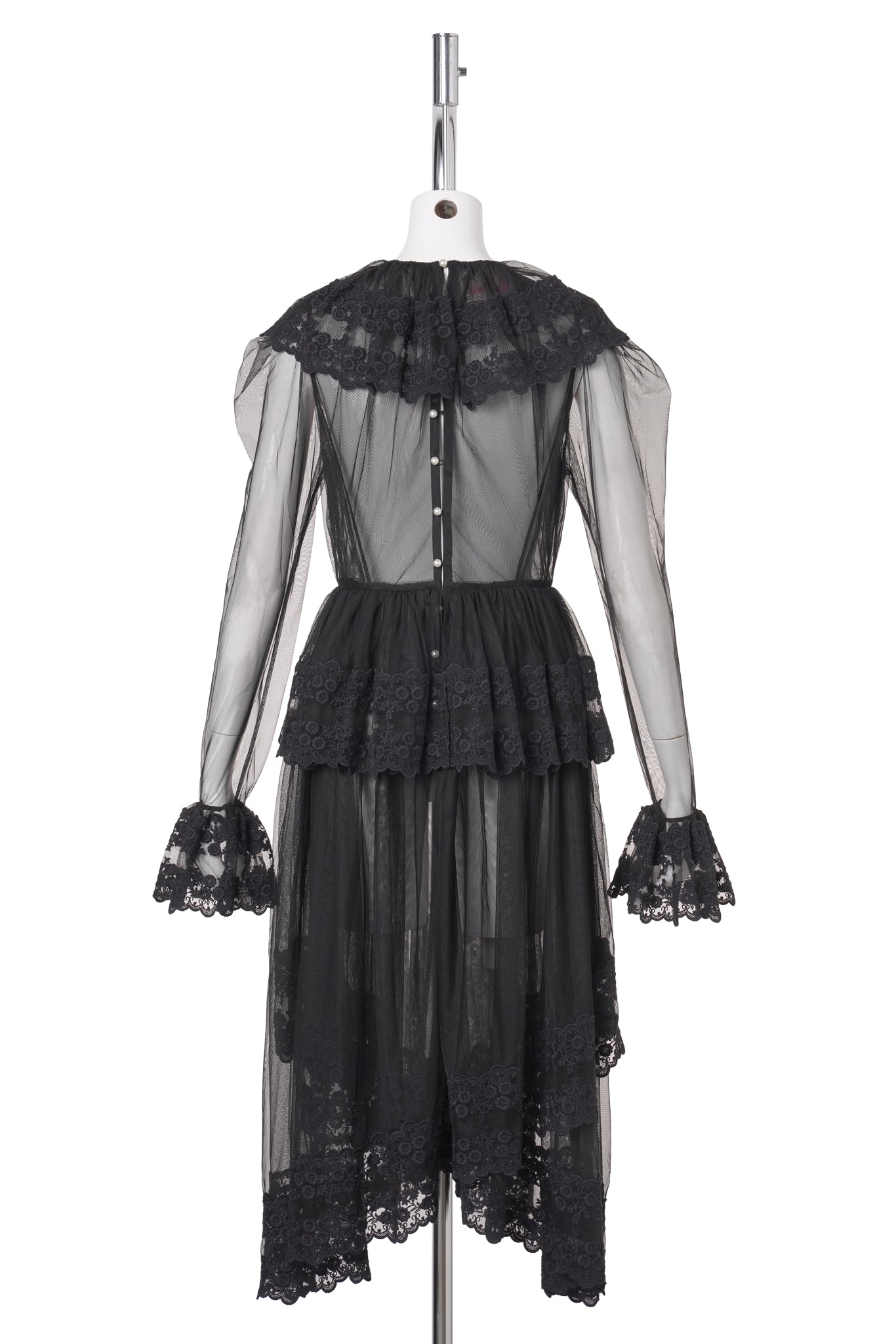 DENTELLE TAPE TULLE DRESS / BLACK