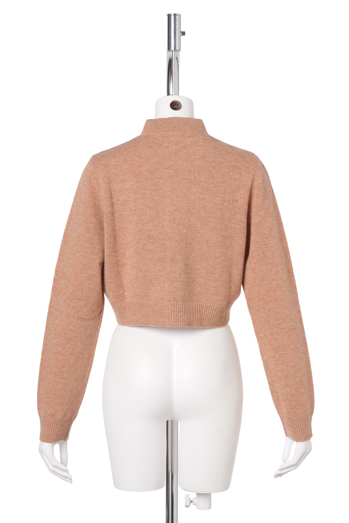 ROSE HAND BRODERIE POLO CARDIGAN / CAMEL
