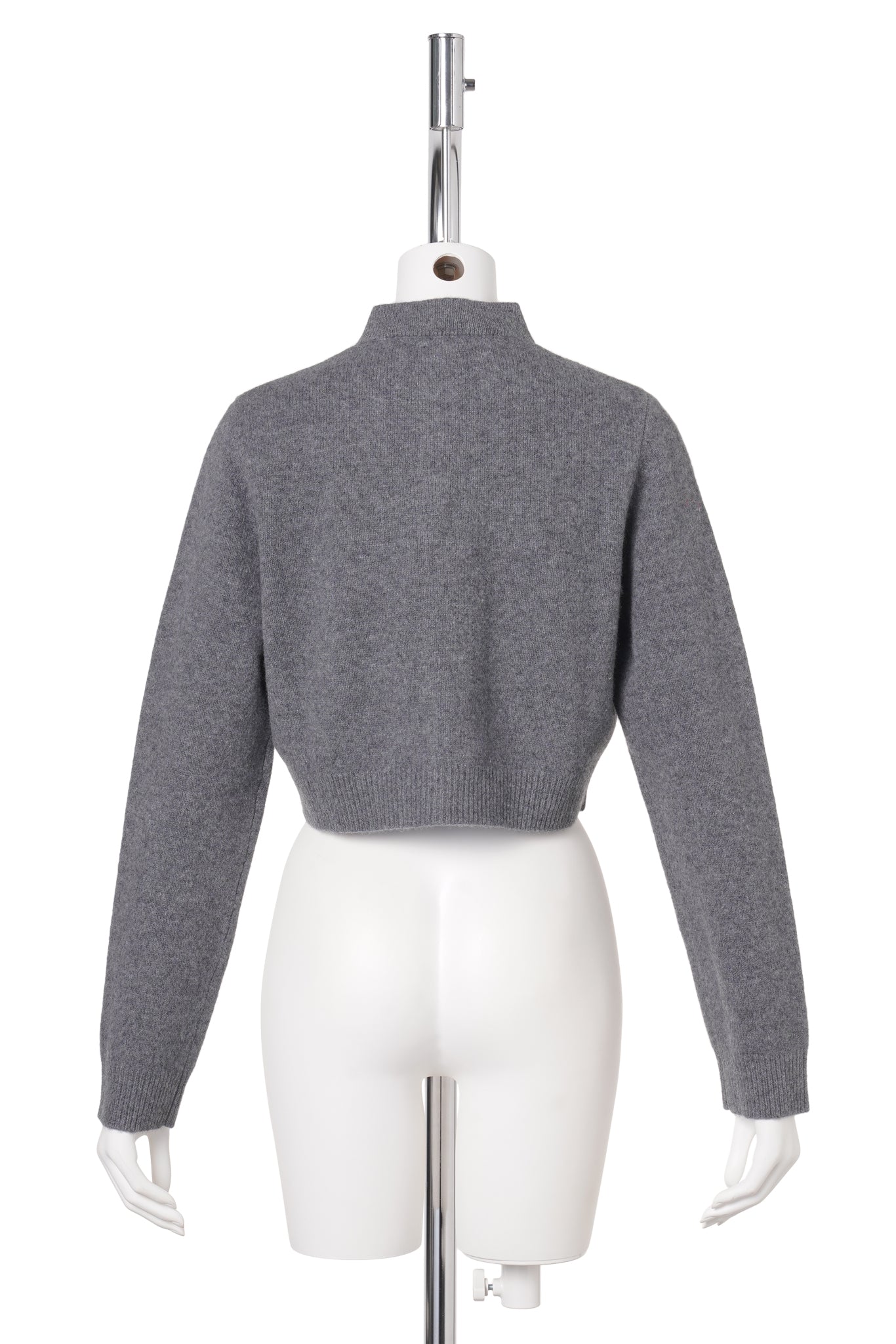 ROSE HAND BRODERIE POLO CARDIGAN / GRAY