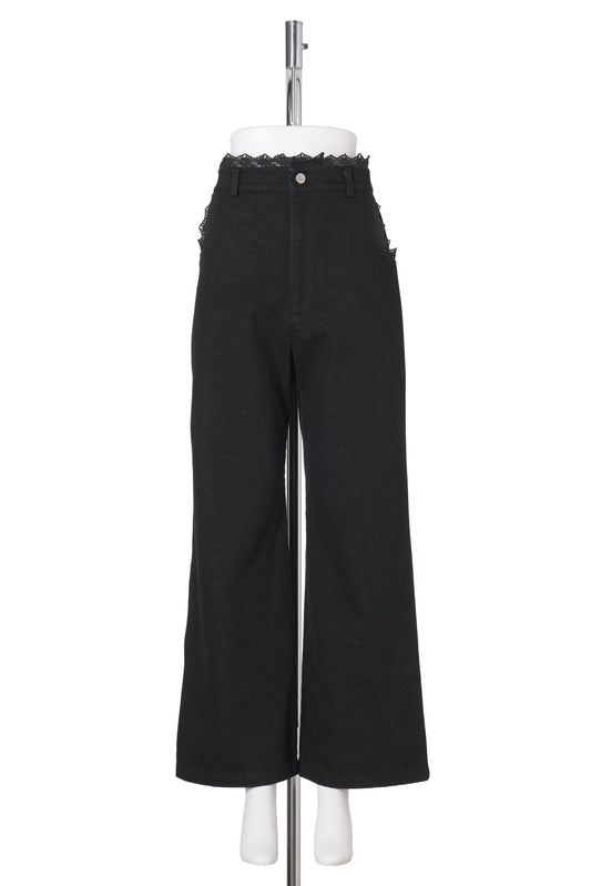 MATELASSE DENIM TROUSERS / BLACK