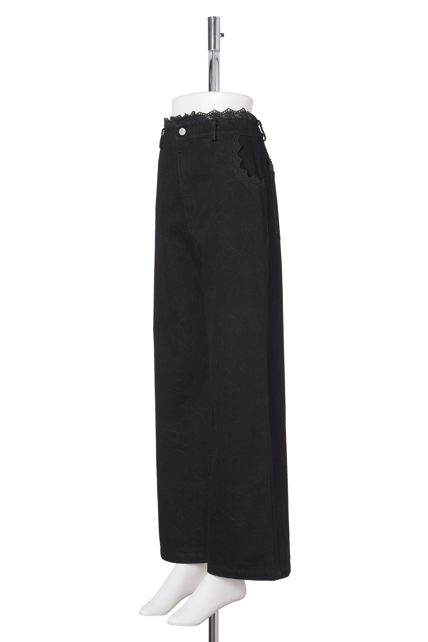 MATELASSE DENIM TROUSERS / BLACK