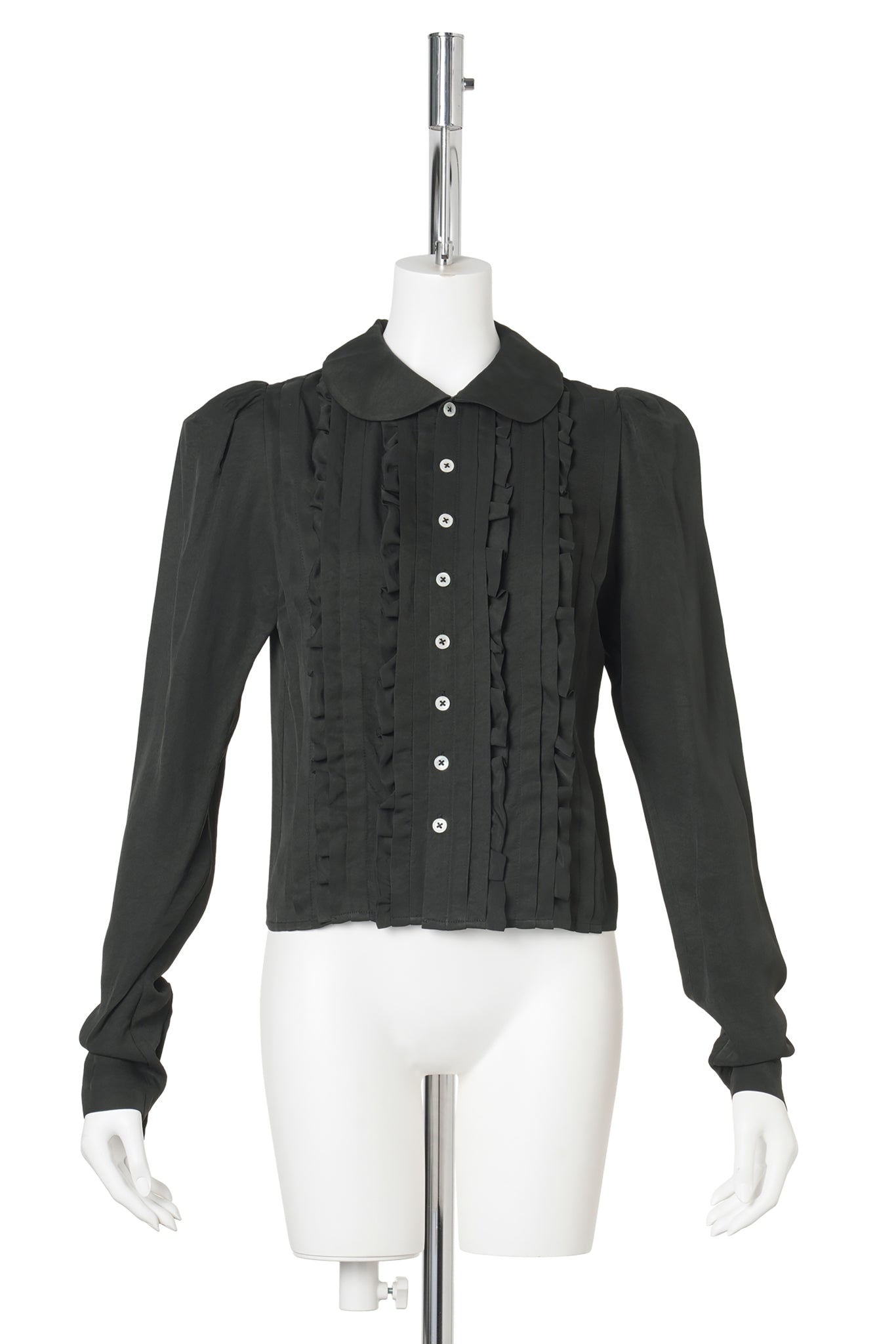 PLIS VOLANT BLOUSE / BLACK