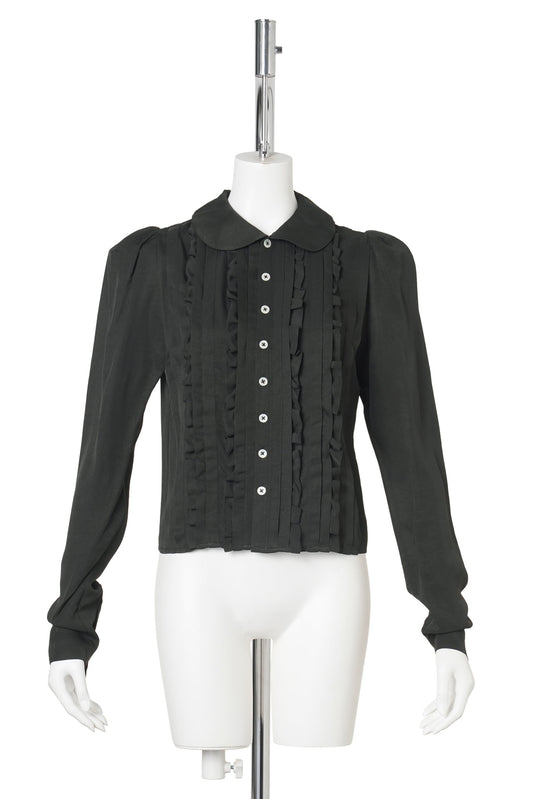 PLIS VOLANT BLOUSE / BLACK