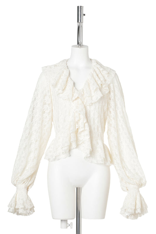 DENTELLE GÉOMÉTRIQUE BLOUSE / OFF WHITE