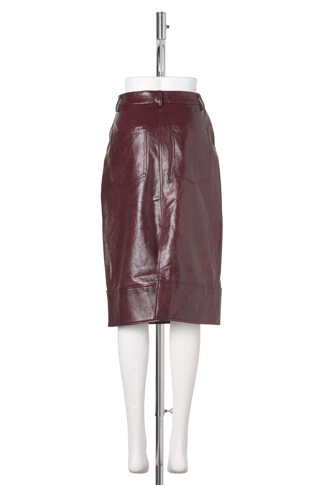 FAUX LEATHER PLIS SKIRT / RED