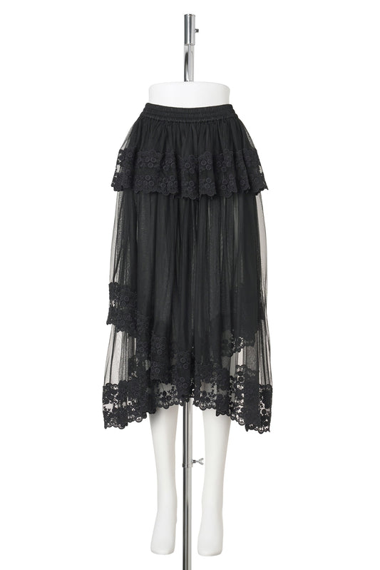 DENTELLE TAPE TULLE SKIRT / BLACK