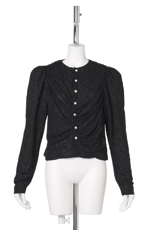 JACQUARD DRAPÉ CARDIGAN / BLACK