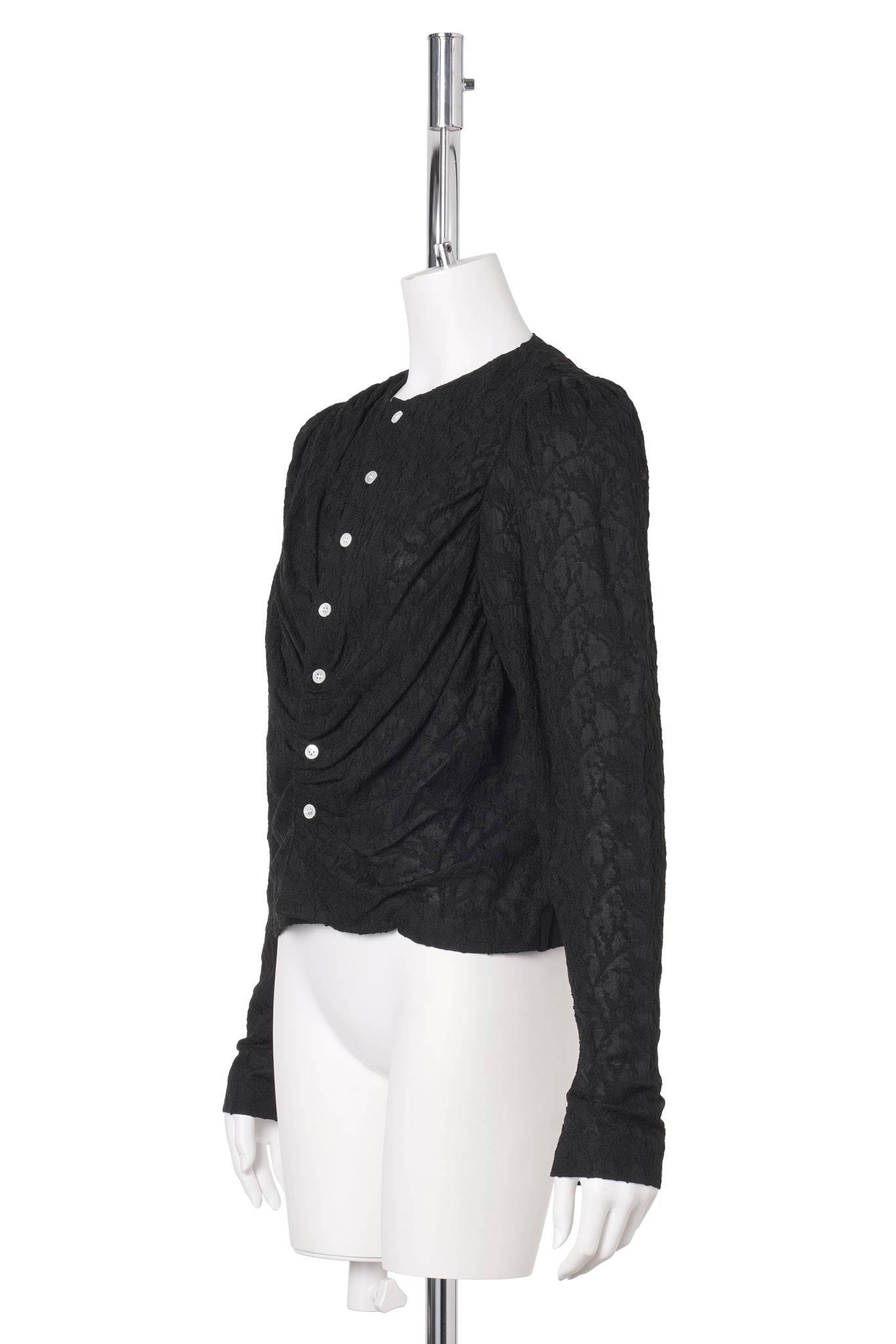 JACQUARD DRAPÉ CARDIGAN / BLACK