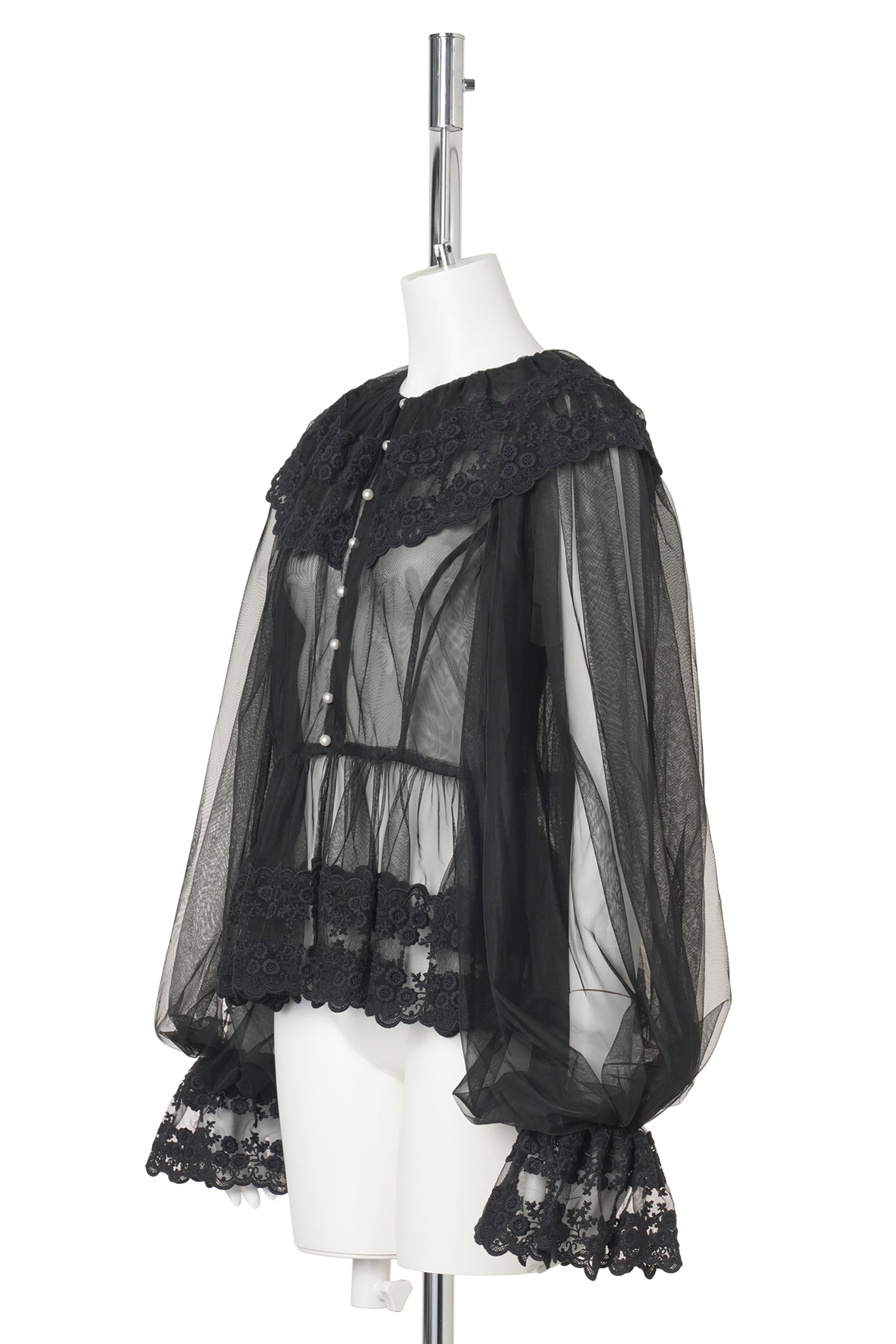 DENTELLE TAPE TULLE BLOUSE / BLACK