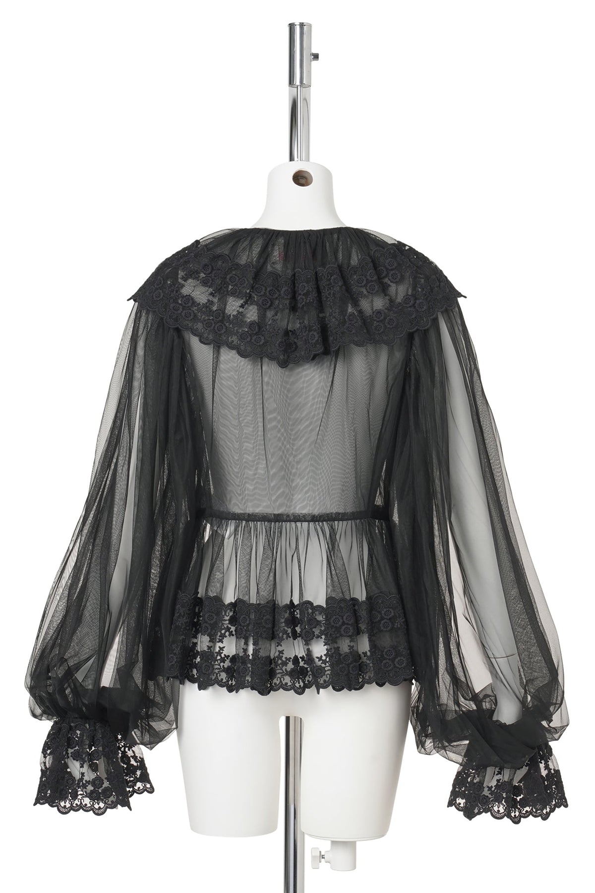 DENTELLE TAPE TULLE BLOUSE / BLACK