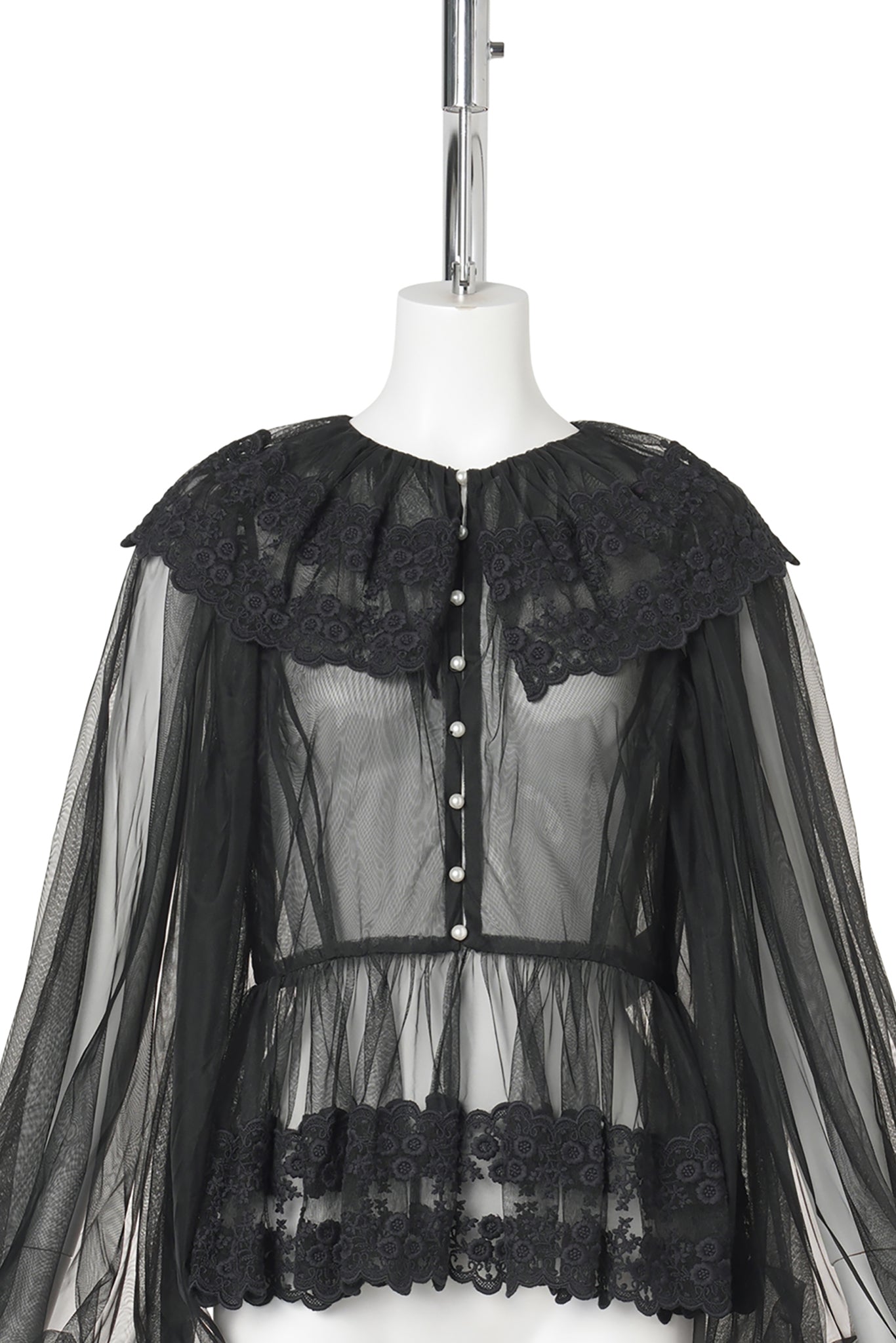 DENTELLE TAPE TULLE BLOUSE / BLACK