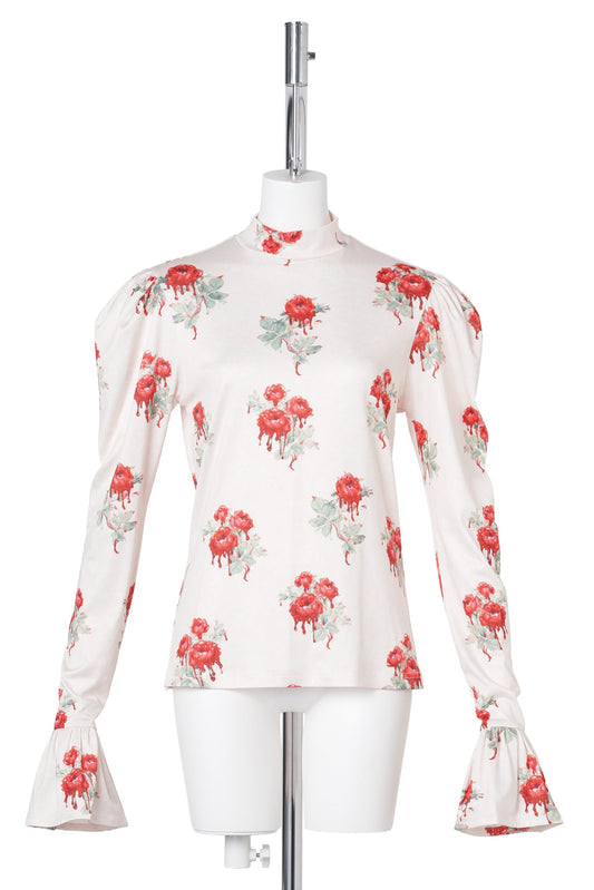 PRINTED PUFF TOP / ROSE