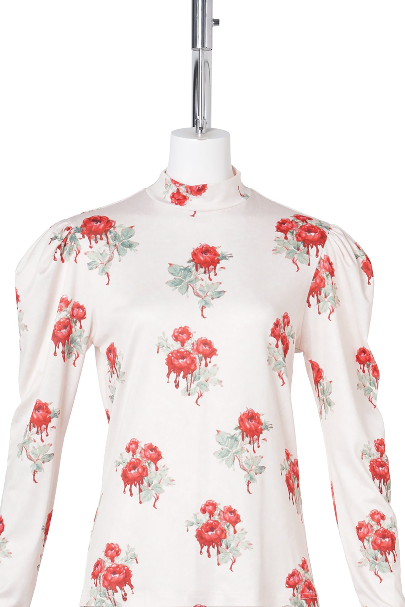 PRINTED PUFF TOP / ROSE