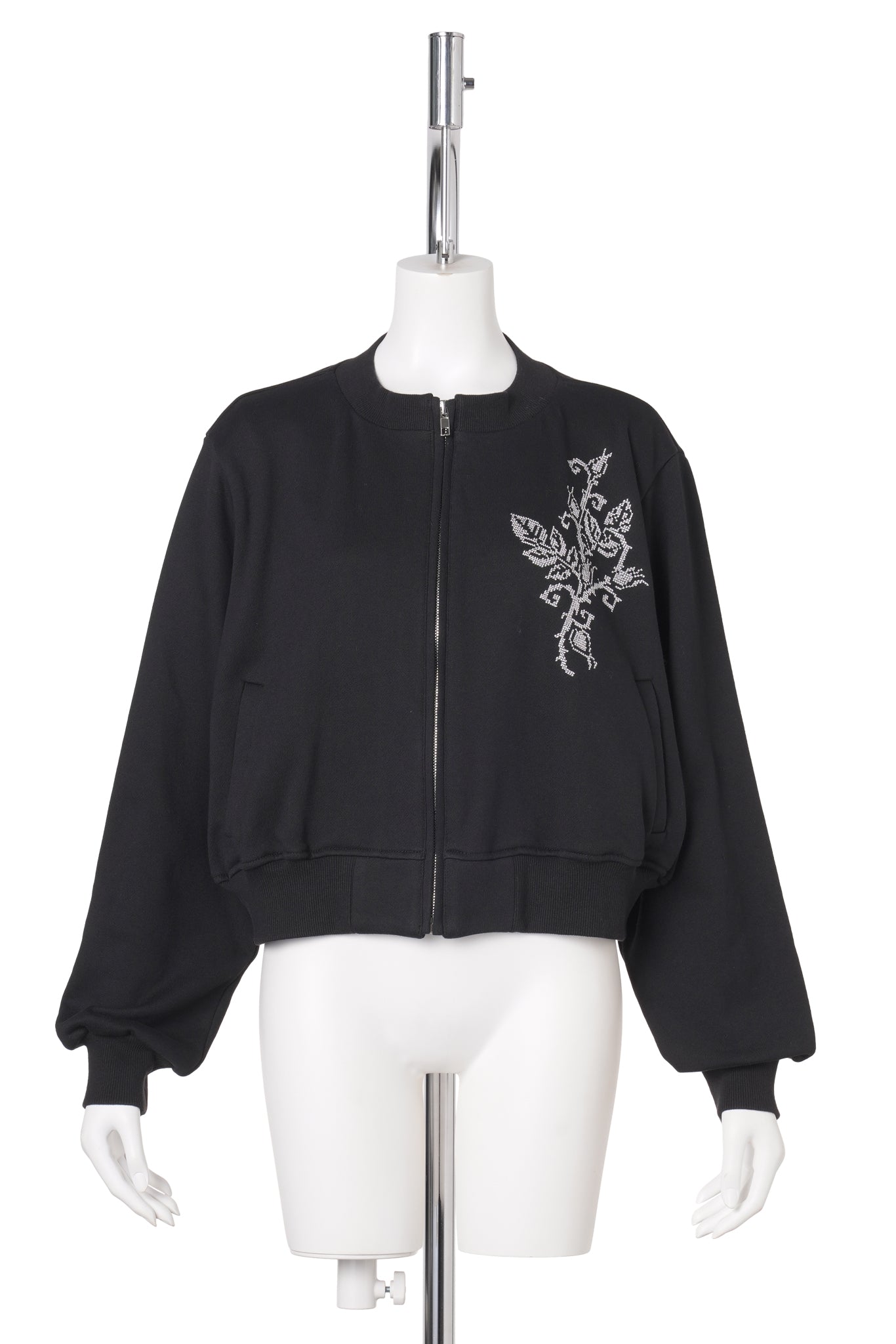 COURT JERSEY CARDIGAN-ROSE CROSS STITCH / BLACK