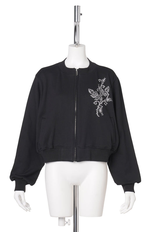 COURT JERSEY CARDIGAN-ROSE CROSS STITCH / BLACK