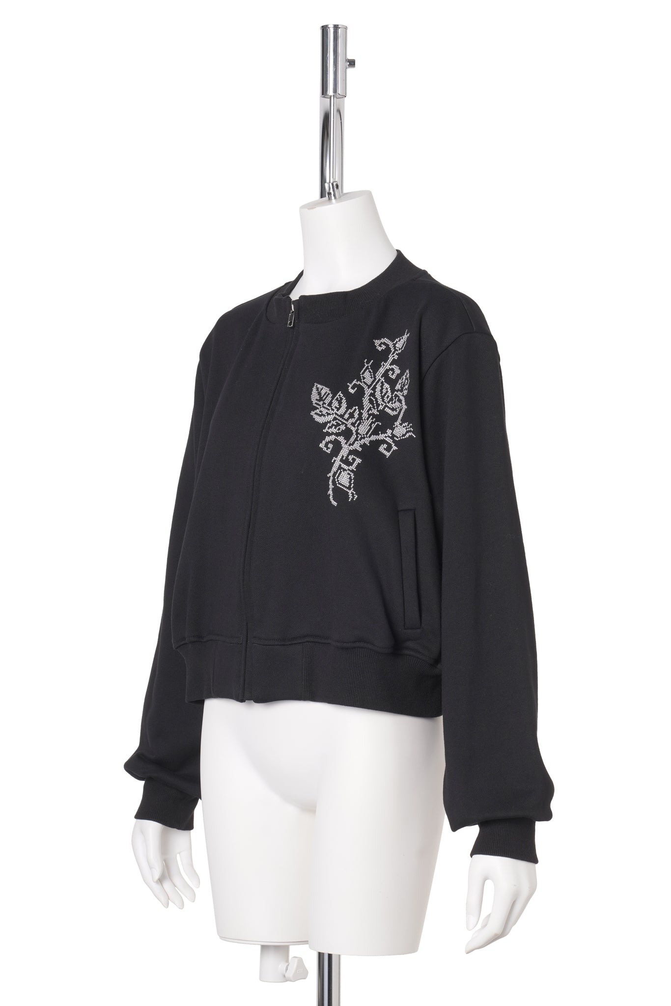 COURT JERSEY CARDIGAN-ROSE CROSS STITCH / BLACK