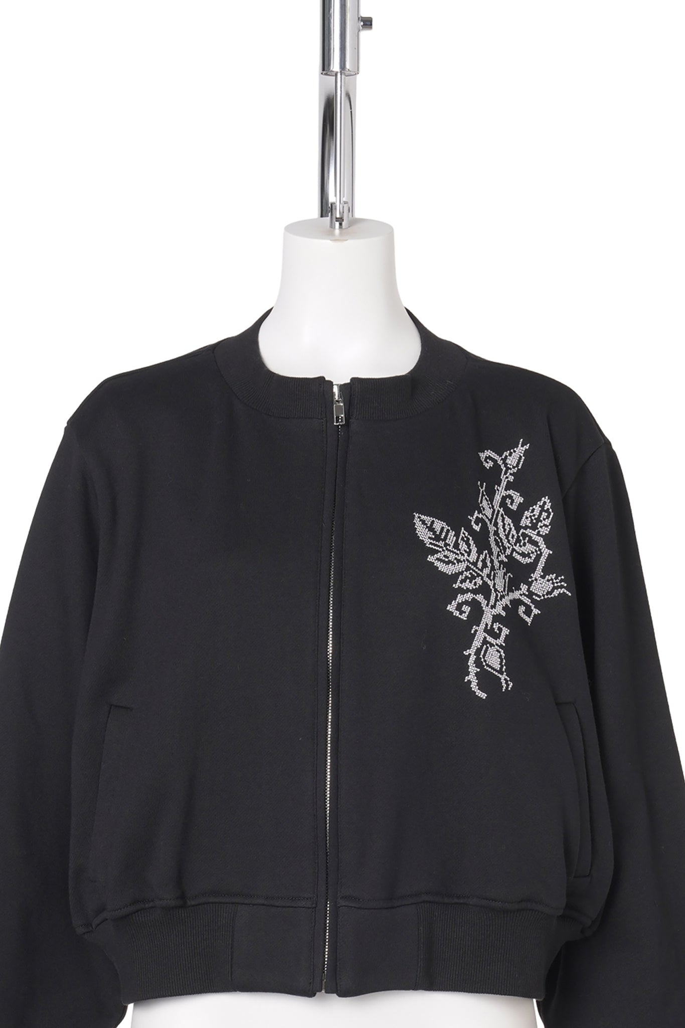 COURT JERSEY CARDIGAN-ROSE CROSS STITCH / BLACK