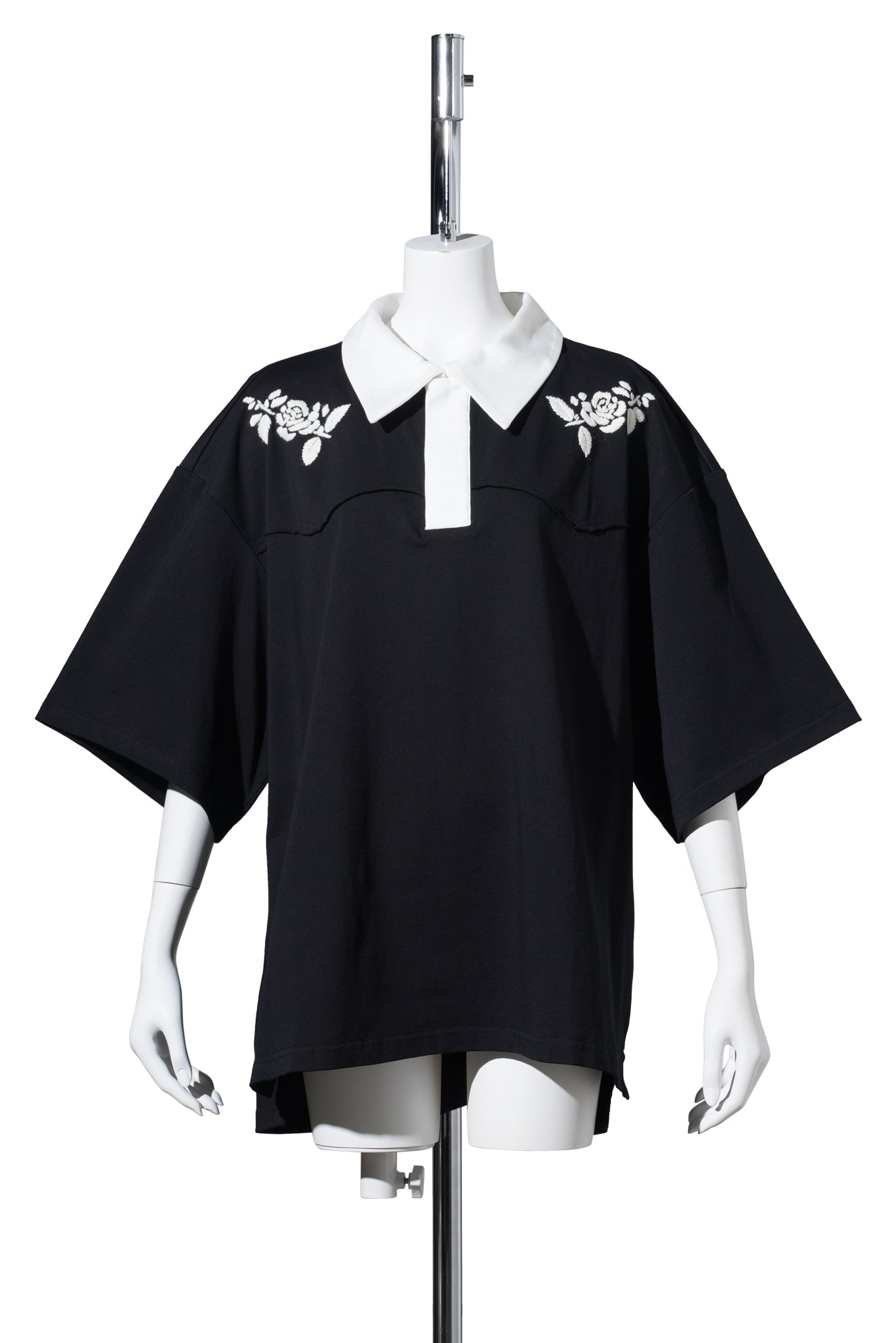 HAND EMBROIDERED S/S RUGBY SHIRT / BLACK