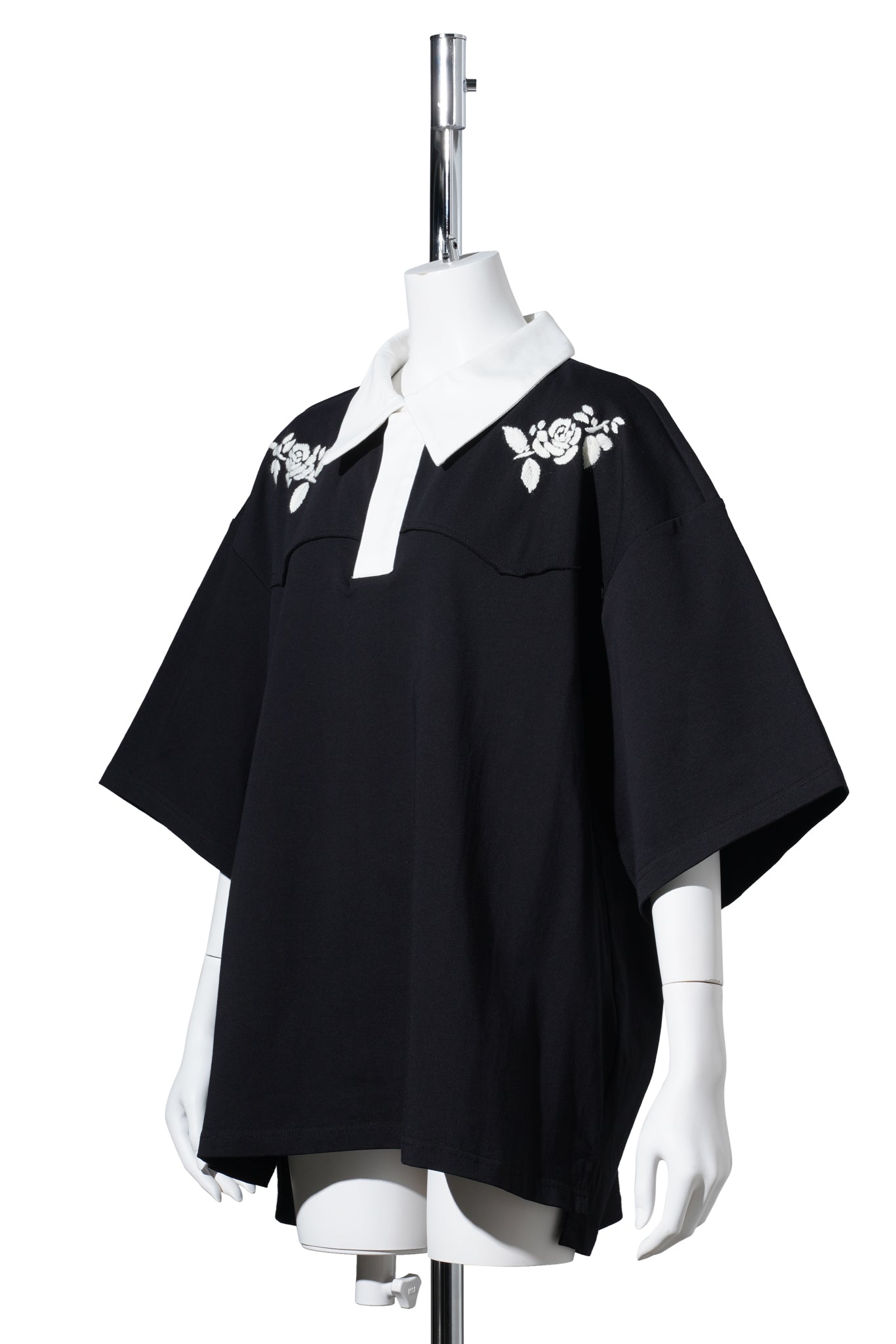 HAND EMBROIDERED S/S RUGBY SHIRT / BLACK