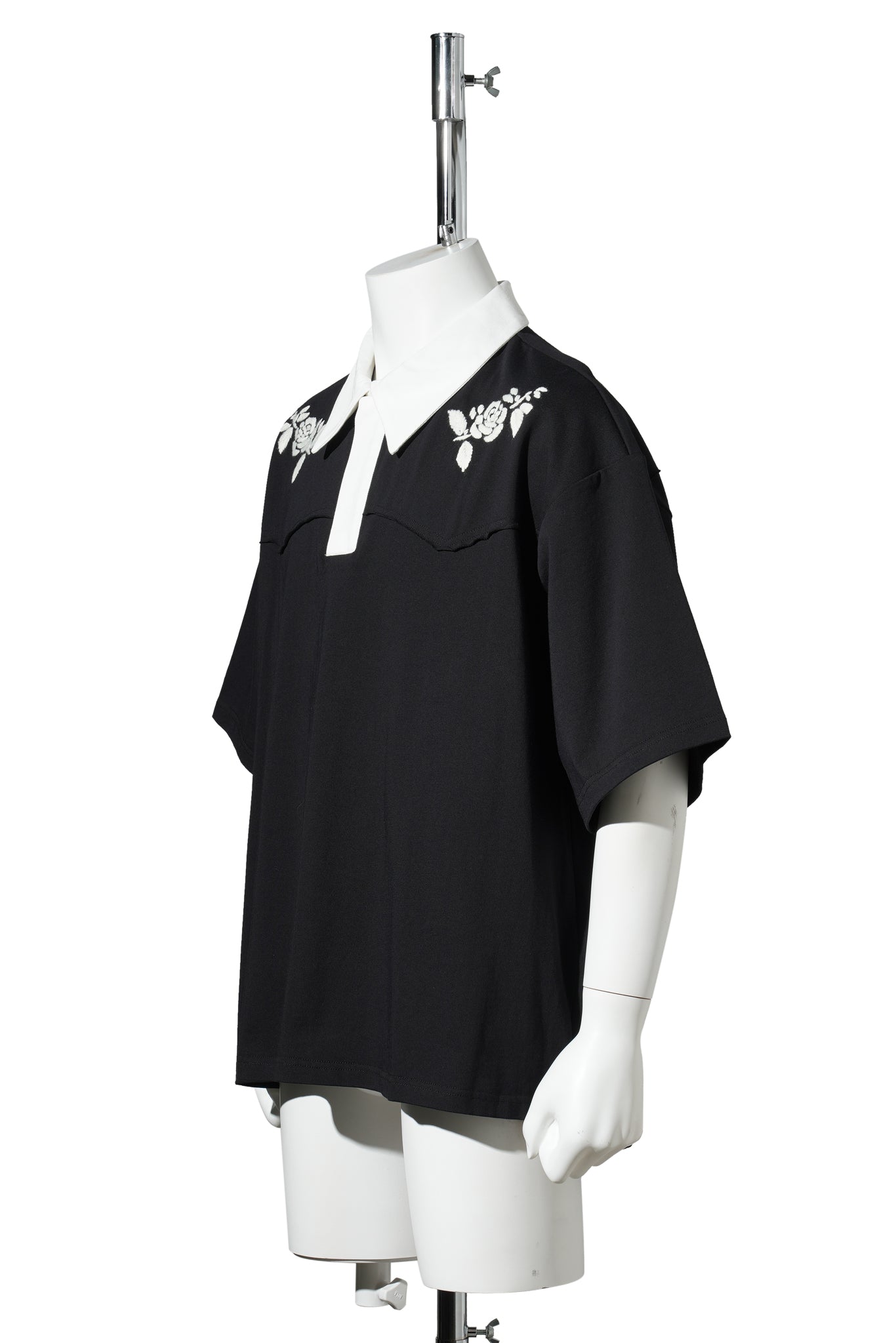 HAND EMBROIDERED S/S RUGBY SHIRT / BLACK