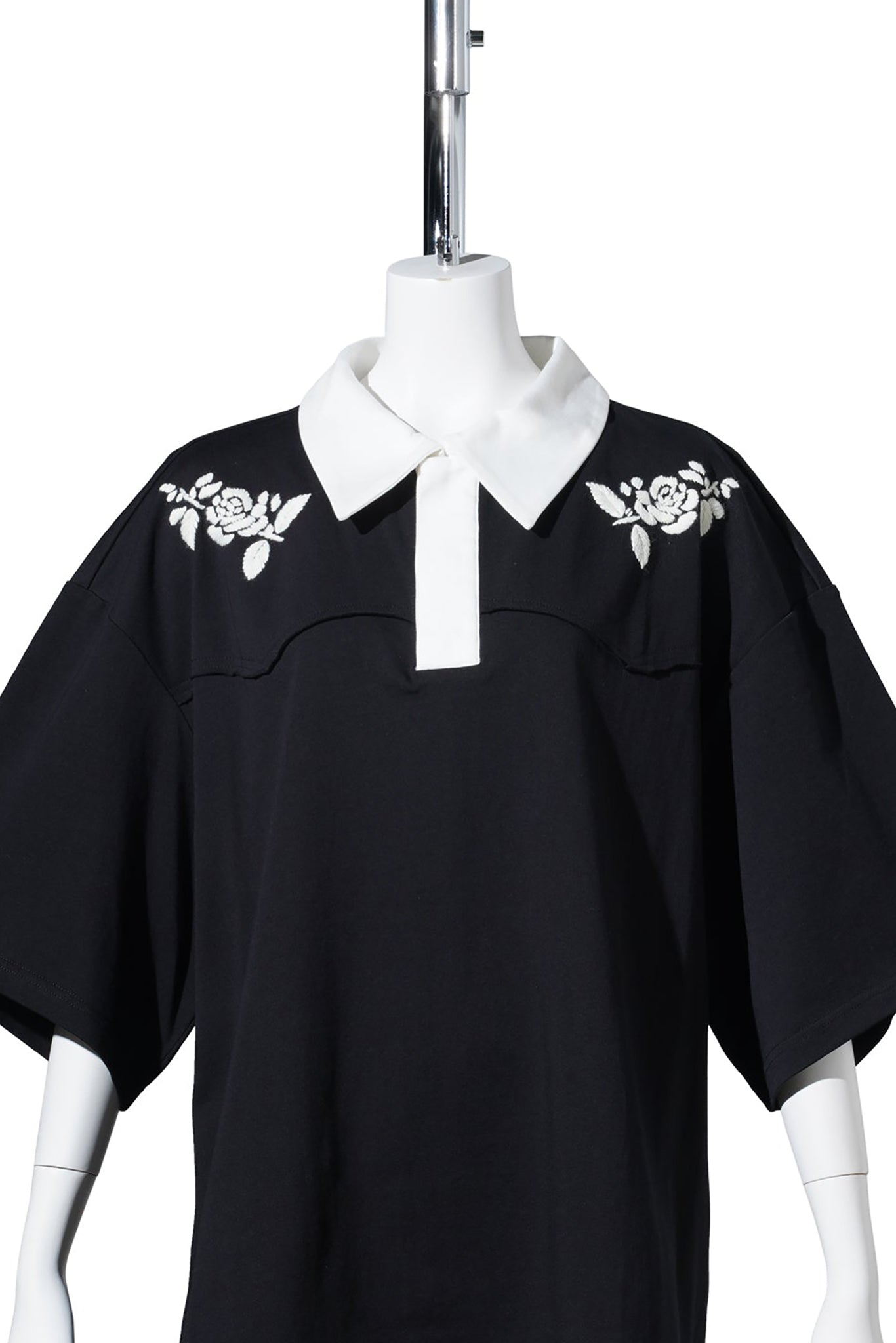 HAND EMBROIDERED S/S RUGBY SHIRT / BLACK