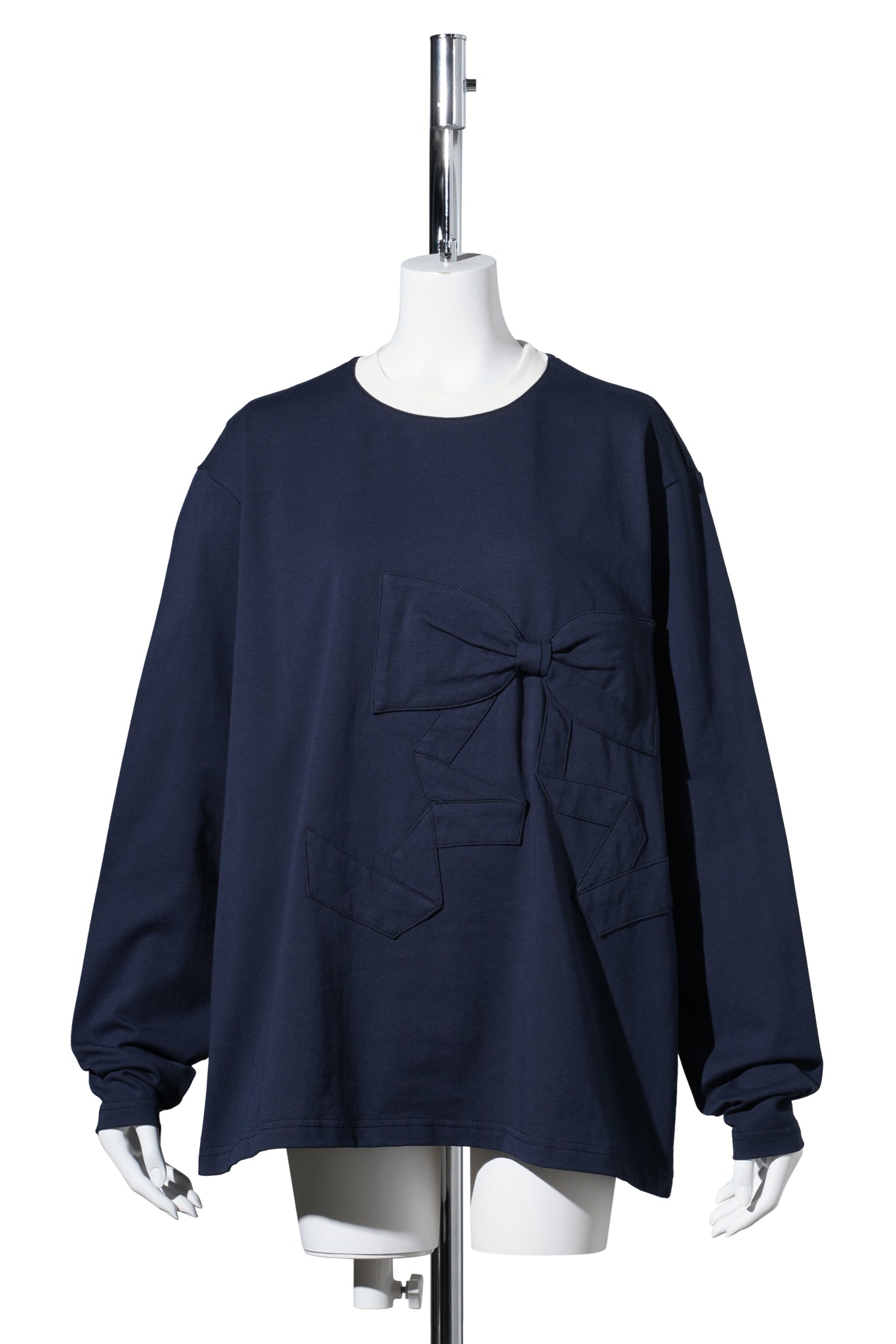 RIBBON DETAIL T-SHIRT / NAVY