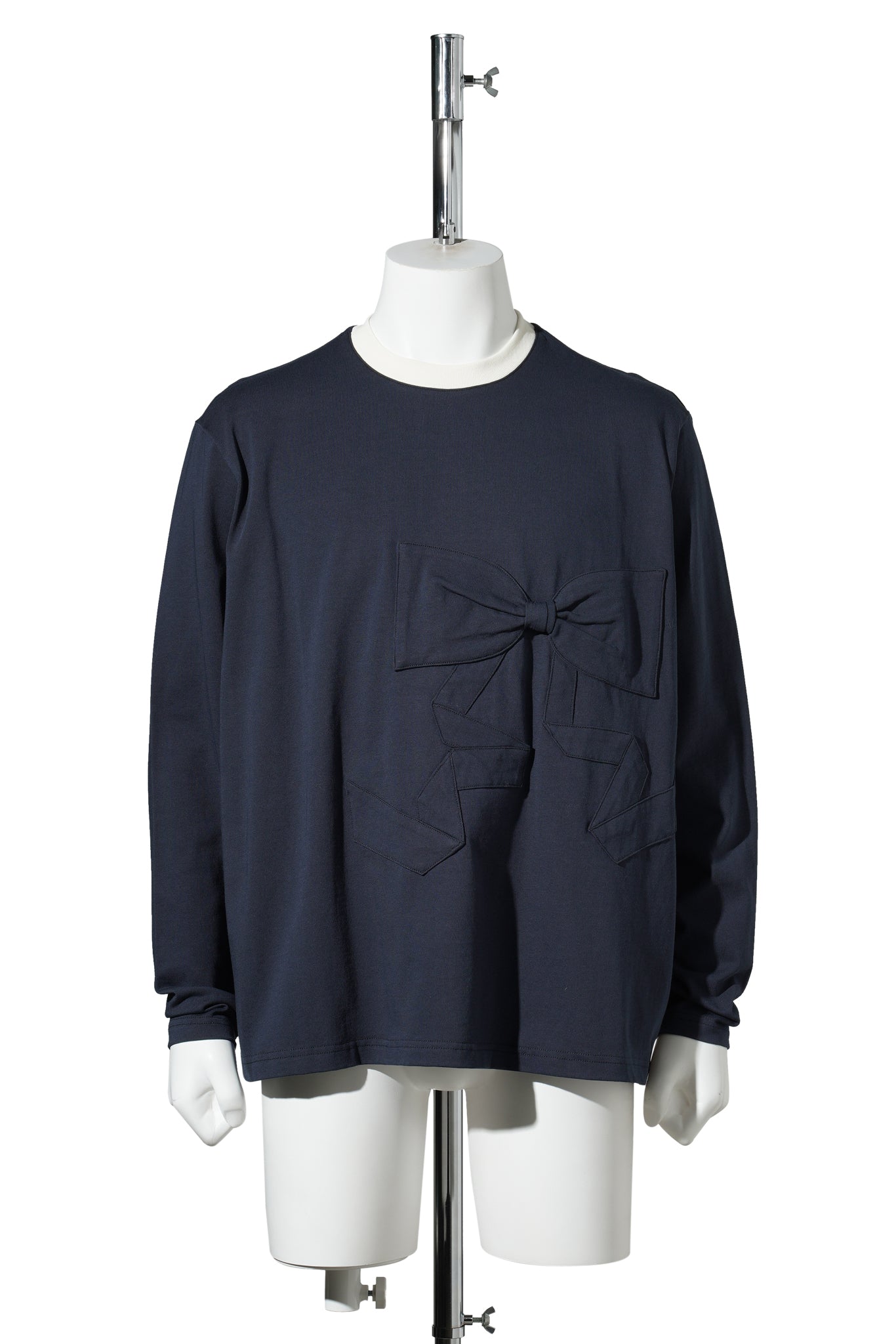 RIBBON DETAIL T-SHIRT / NAVY