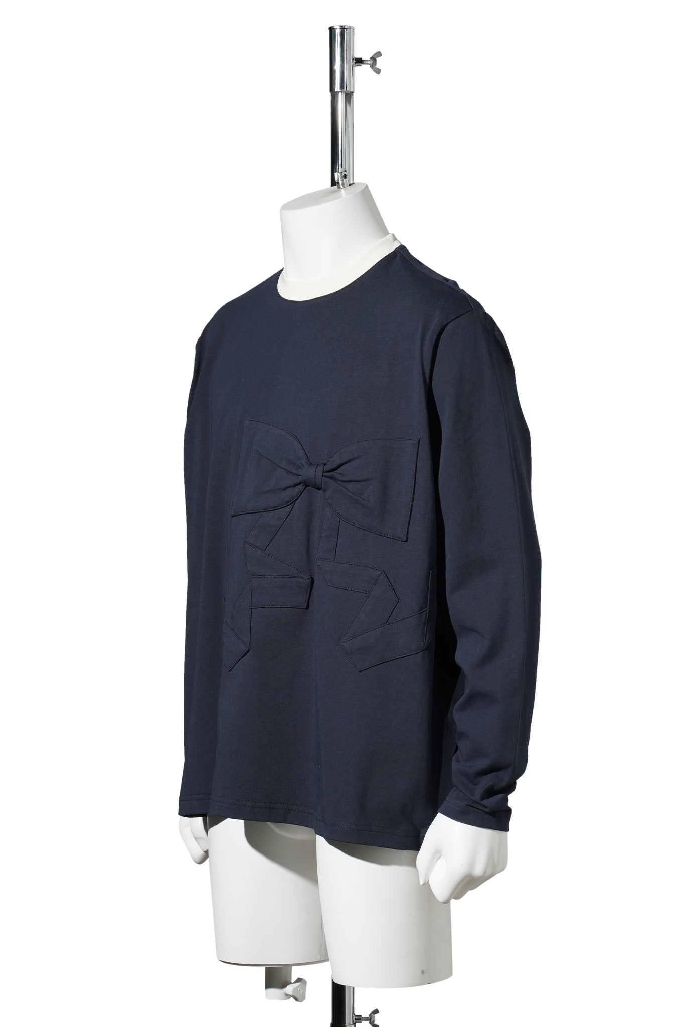RIBBON DETAIL T-SHIRT / NAVY