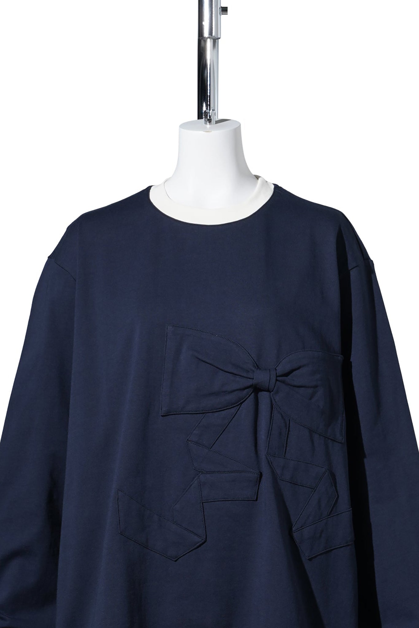 RIBBON DETAIL T-SHIRT / NAVY