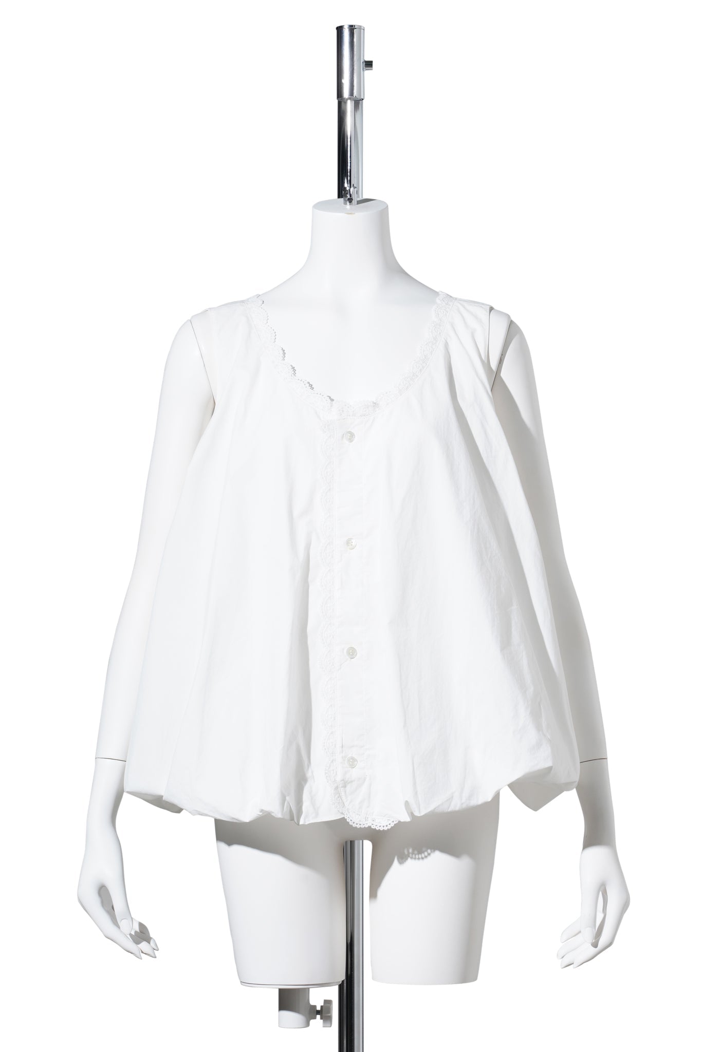 LACE TRIMMED PUFF VEST / WHITE