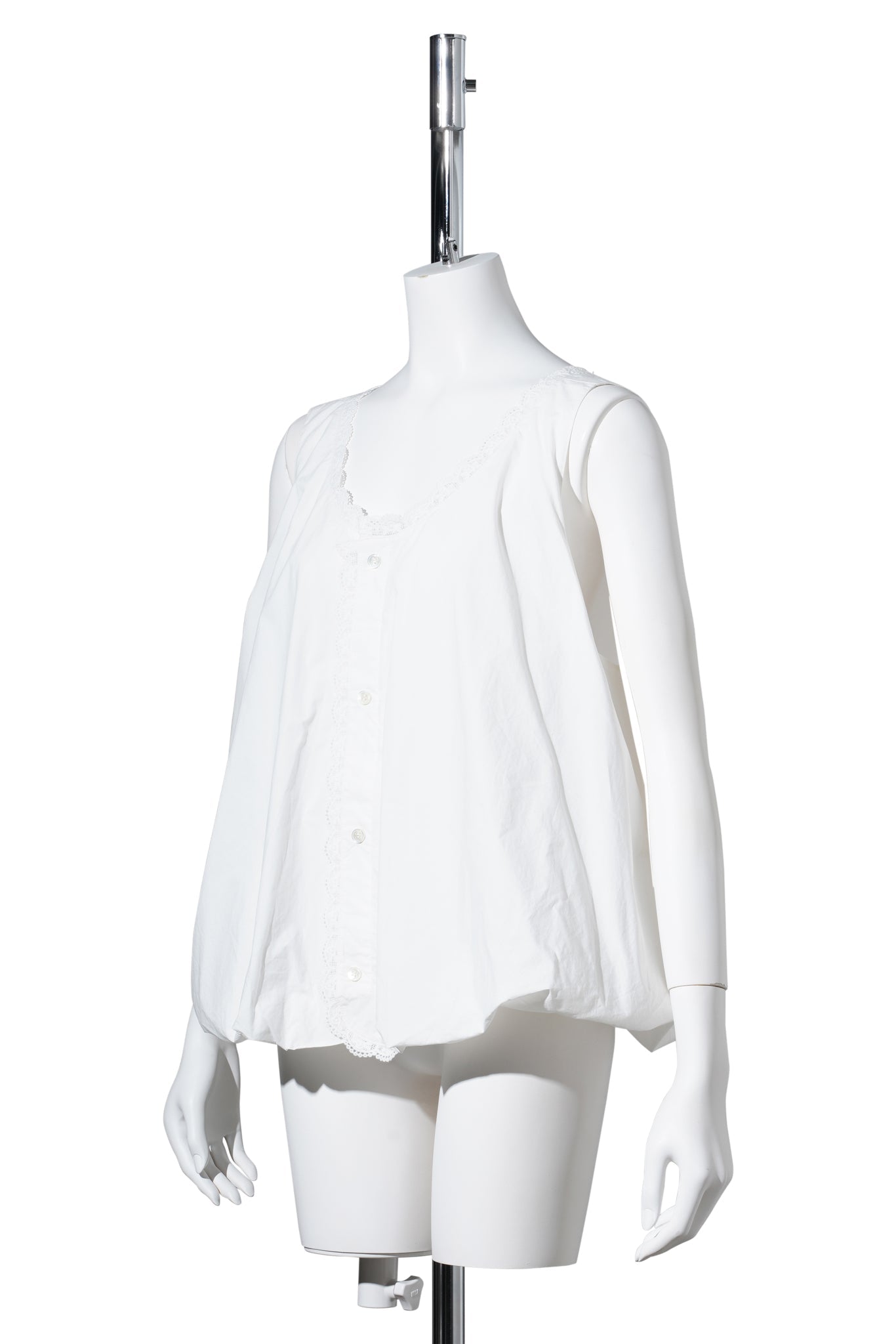 LACE TRIMMED PUFF VEST / WHITE