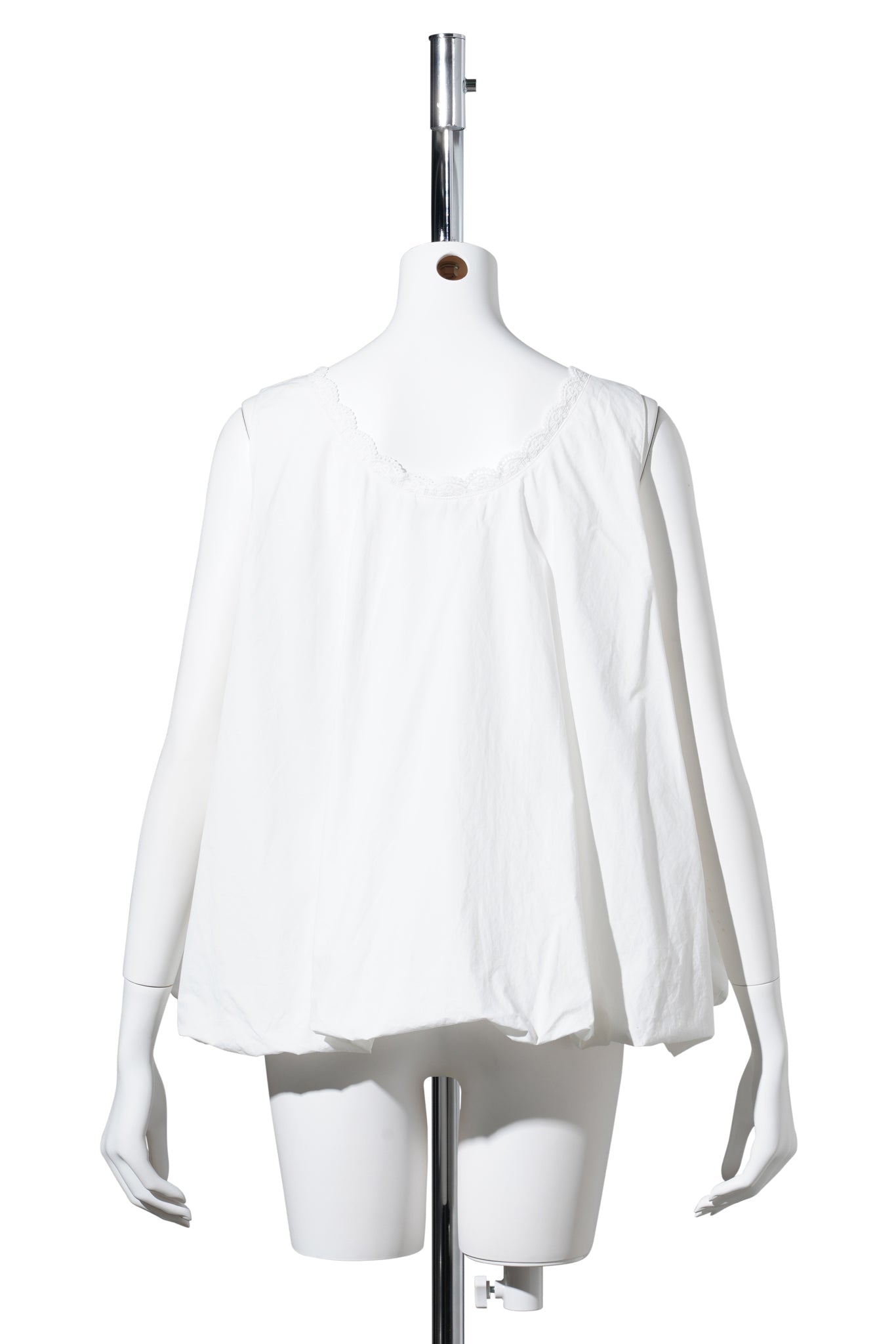 LACE TRIMMED PUFF VEST / WHITE