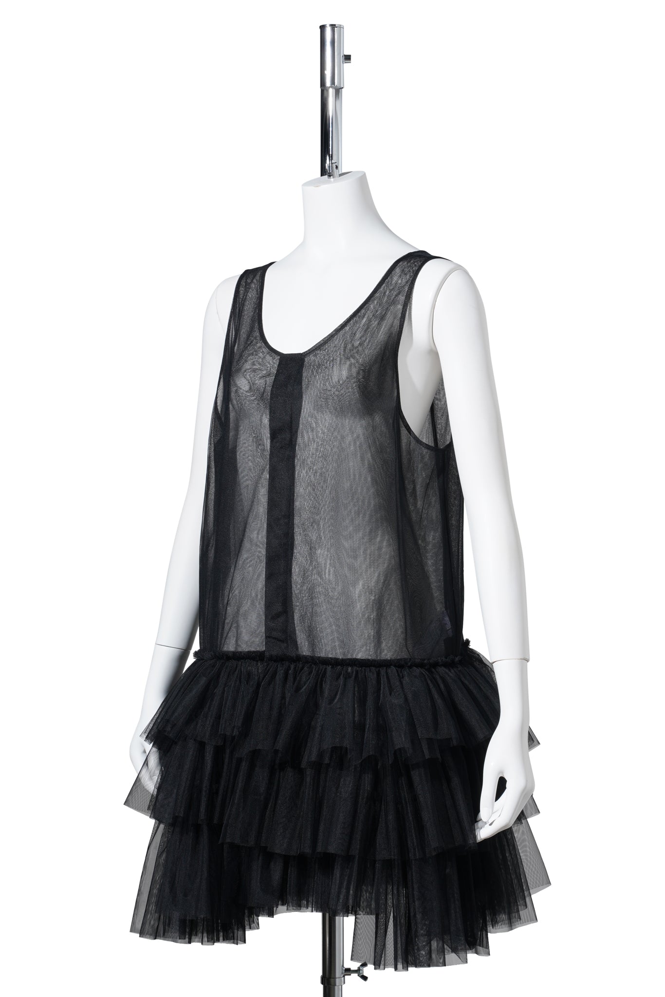 LONG TULLE VEST / BLACK