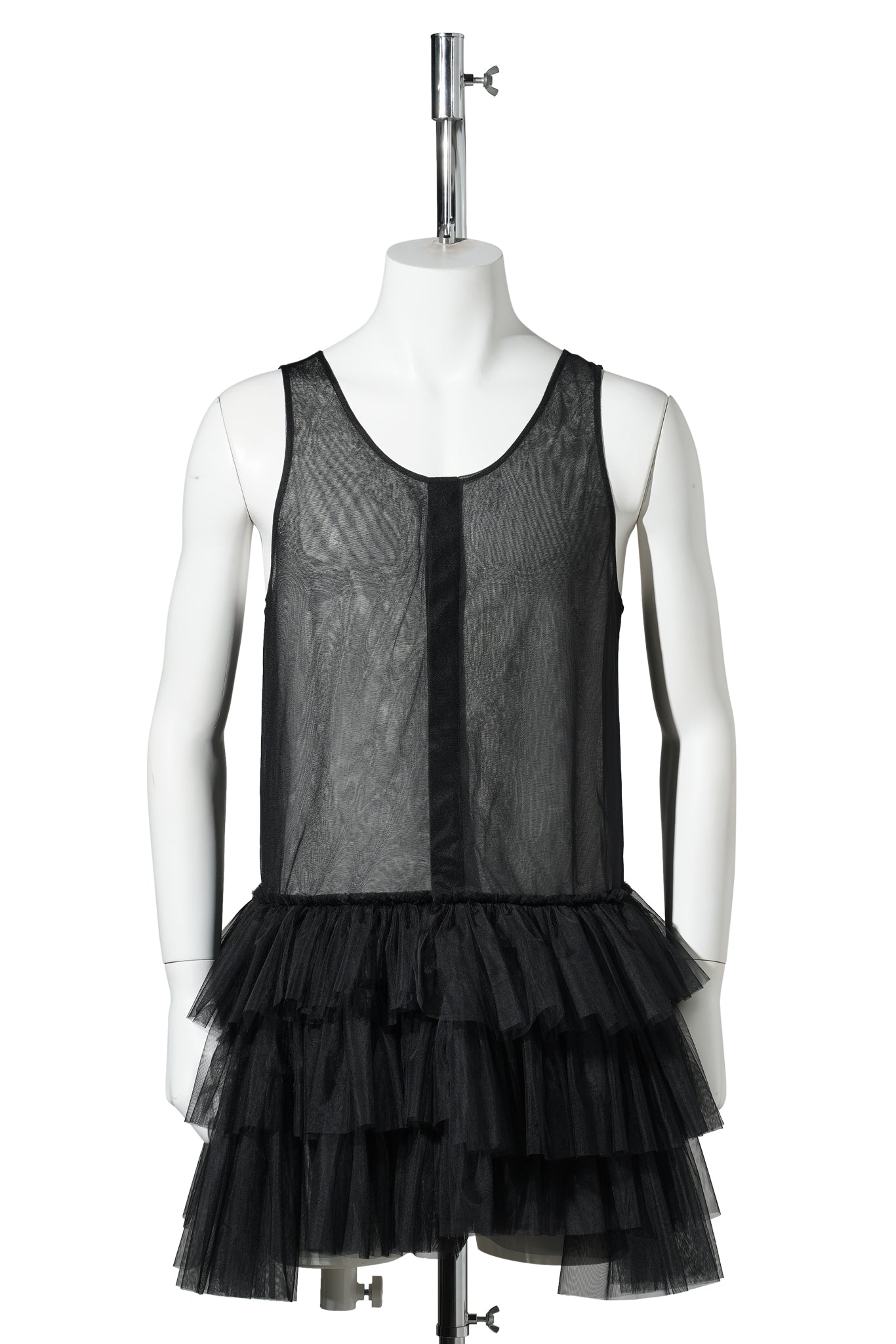 LONG TULLE VEST / BLACK