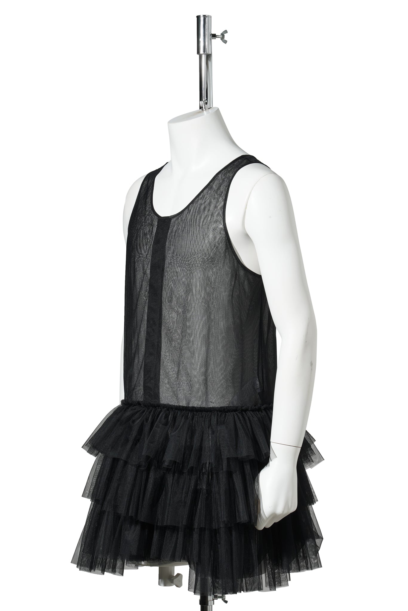 LONG TULLE VEST / BLACK